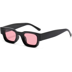 WORN 1 hour -Rose Lensed Sunglasses, Polarized, UV400, Shiny Black Frame